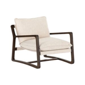 Upholstered Armchair Wood and Beige